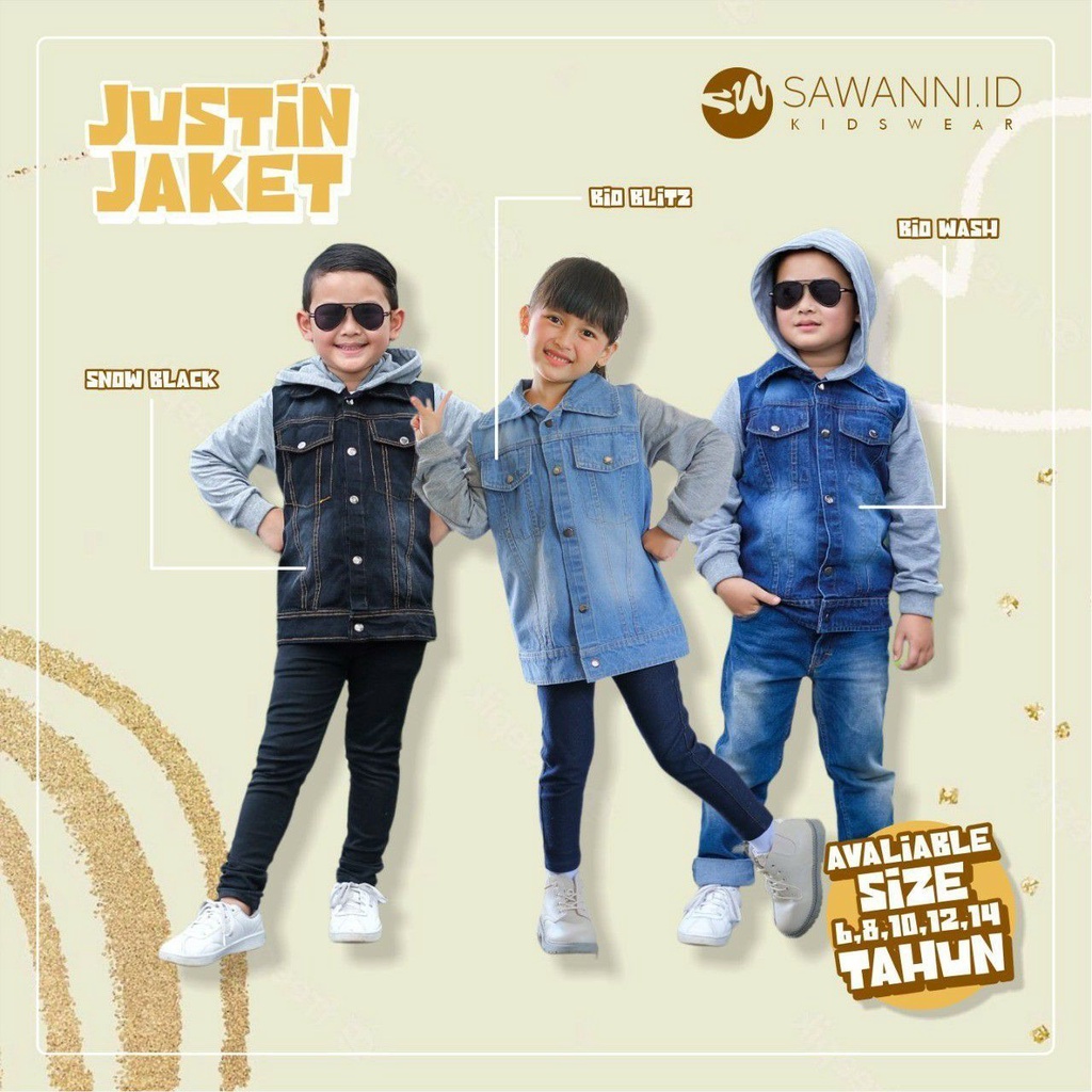 ummababy.id 2-14Th Jaket Jeans Hoodie Bisa Dilepas-Jeans Most Kids  - Jaket Jeans Anak