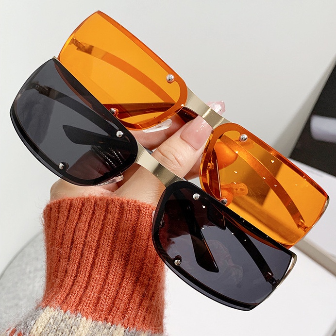 2023fashion Aesthetic Shades Sunglasses Untuk Wanita/Pria Kacamata Tanpa Bingkai Eyeglasses Colour