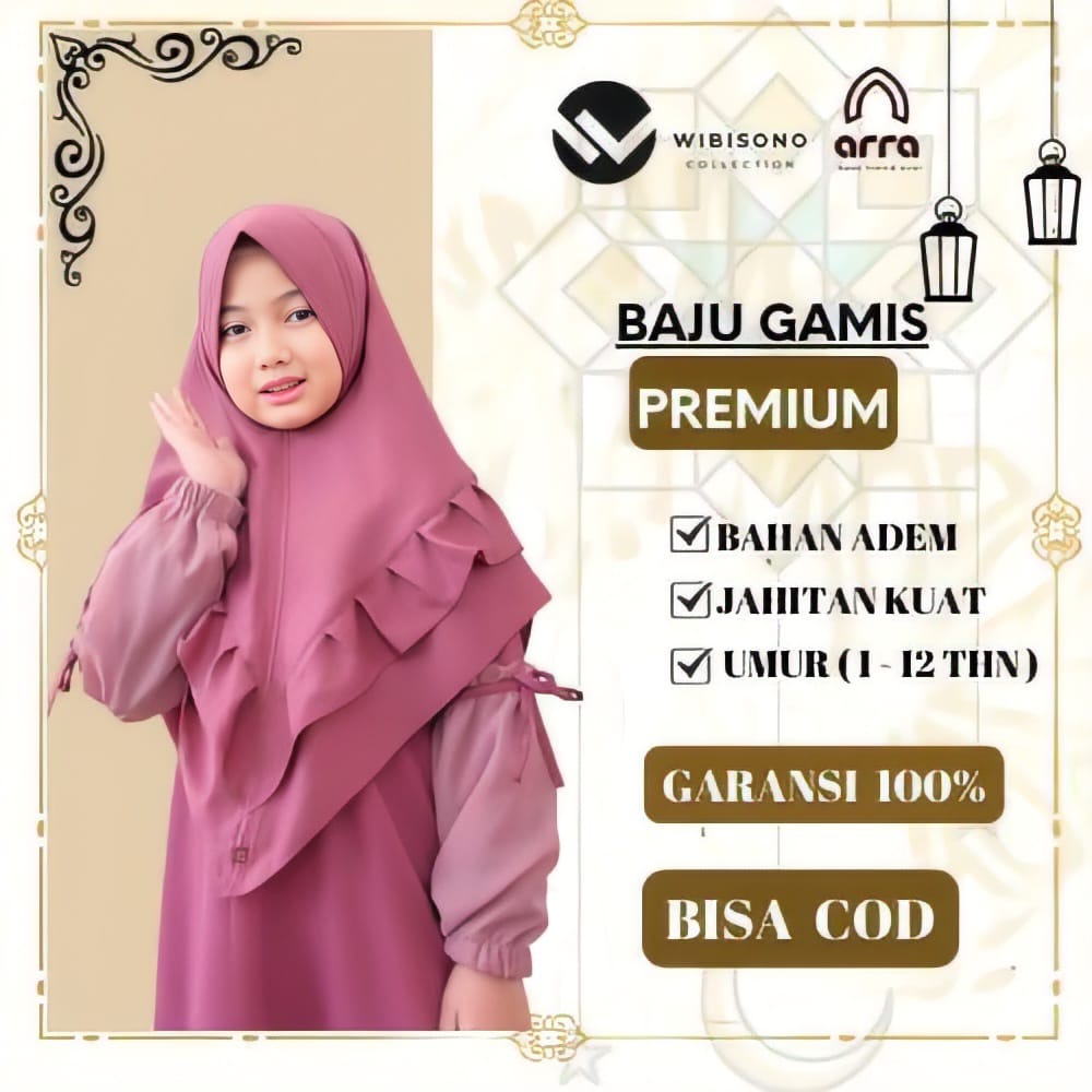 Sarimbit Keluarga Arra Baju Koko Gamis Ayah Ibu Anak W29 WARNA MECCA MAUVE ORIGINAL BRAND ARRA Premium Baju Couple Lebaran Keluarga Muslim 2