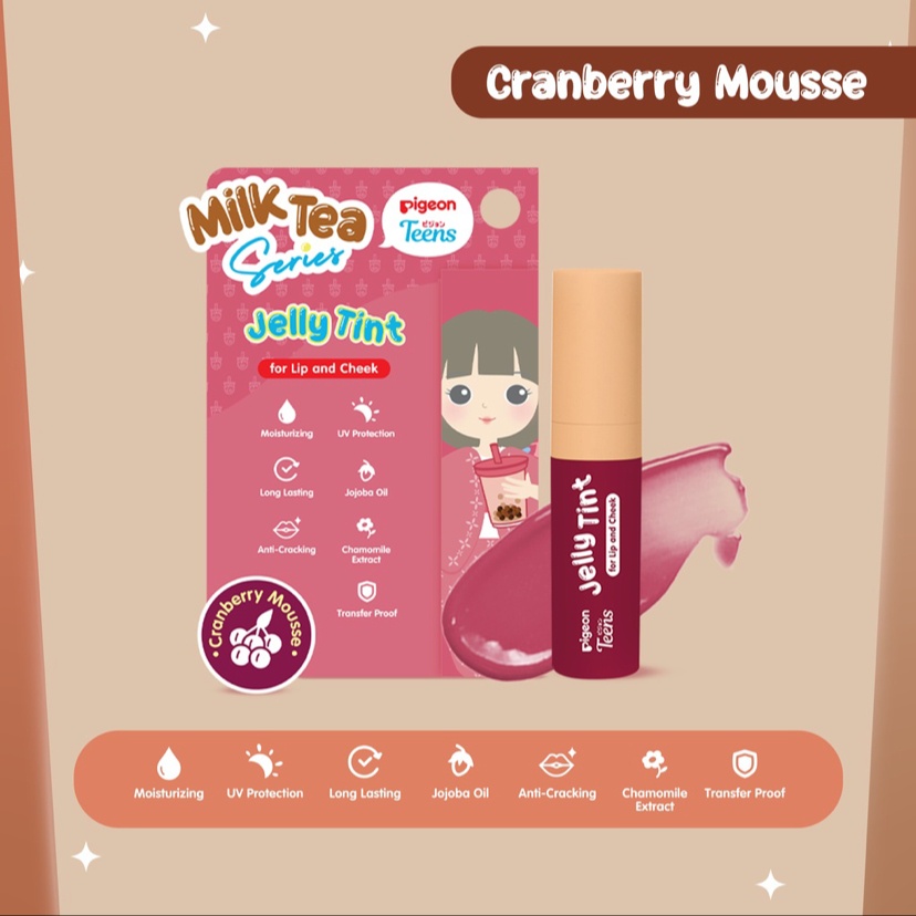 PIGEON Teens Jelly Tint | Lip Tint | Lip and Cheek | Jelly Tint Milk Tea Series | Pelembab Bibir