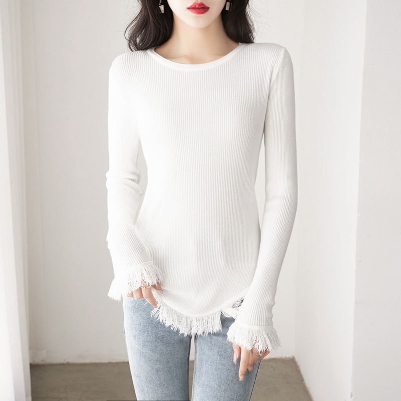 【Elegant】Casual Basic Slim Knit Ribbed T Shirt  2335