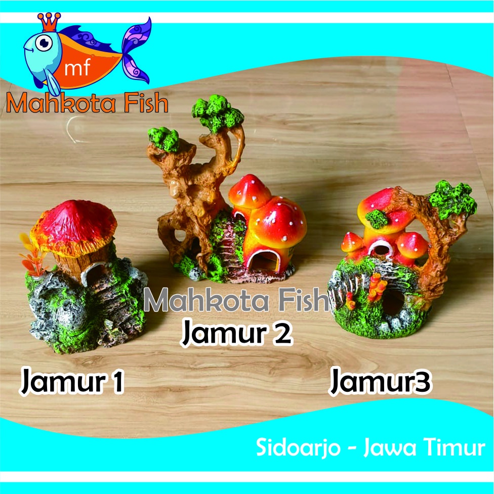 Hiasan Aquarium JAMUR | Mainan JAMUR Aquarium | Mainan RUMAH JAMUR | Hiasan Fiber (GRATIS BUBLE WRAP)