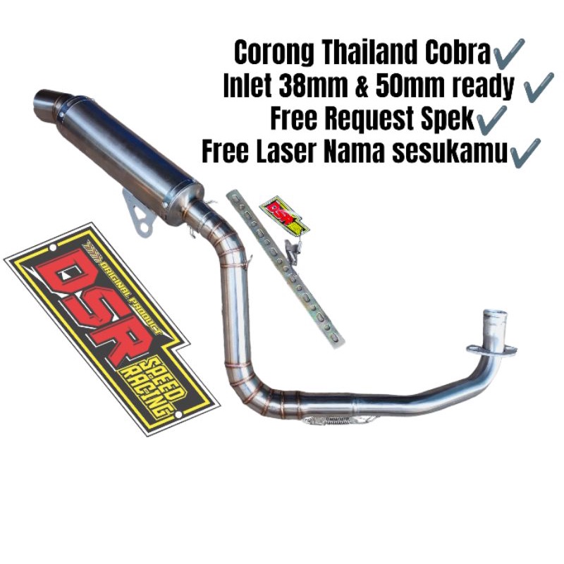 Knalpot Corong Thailand Leher Cobra AEROX NMAX MIO PCX  VARIO 125 150 BEAT Model Ngaceng Jengat Ting