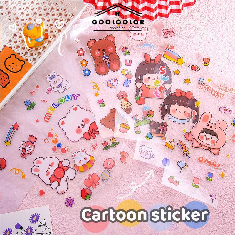 

COD❤️Kartun Lucu Stiker Buku Pegangan Bahan Stiker Dekorasi Transparan Gelas Air Alat Tulis- cl
