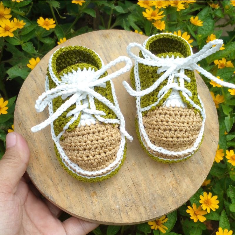 sepatu bayi cowok rajut heandmade lucu bisa custom