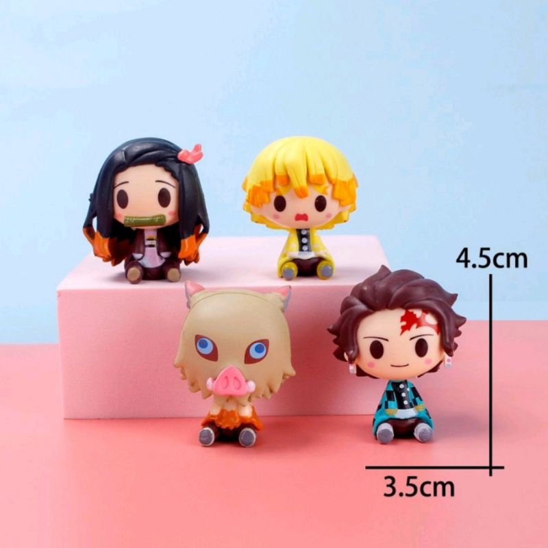 Action Figure set Anime Kimetsu No Yaiba Chibi Tanjiro Nezuko Zenitsu Inosuko Demon Slayer Figure