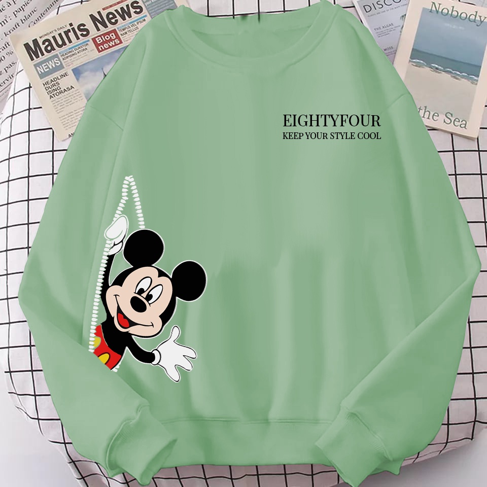 Sweatshirt Crewneck Wanita Oversize /Crewneck Mickey 84 / Sweatshirt Korean Style Size M L XL XXL