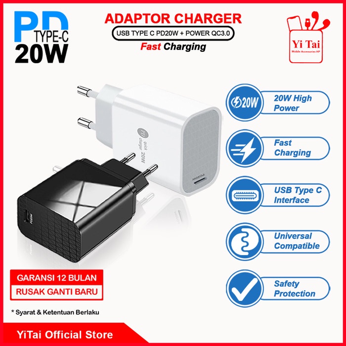 ADAPTOR CHARGER QUICK CHARGE P20W TYPE C YITAI - CG05 - BDC