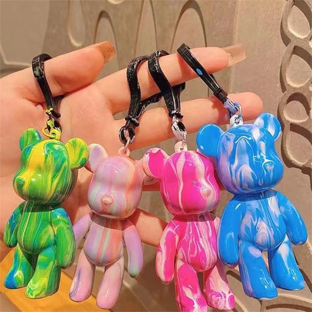 Timekey 5-7 cm Putih Embrio Graffiti Bear Set Handmade DIY Graffiti Keychain Manual Mainan Orang Tua-Anak Natal Tahun Baru Graffiti Mainan N6Y1