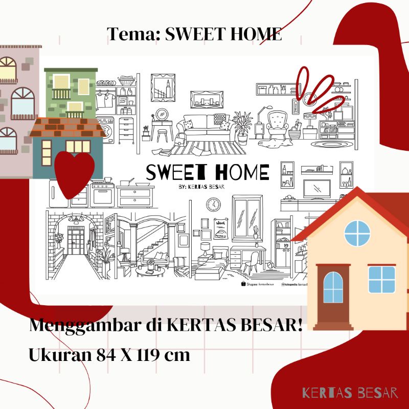 MAINAN EDUKASI ANAK KERTAS MEWARNAI Tema SWEET HOME (RUMAH)