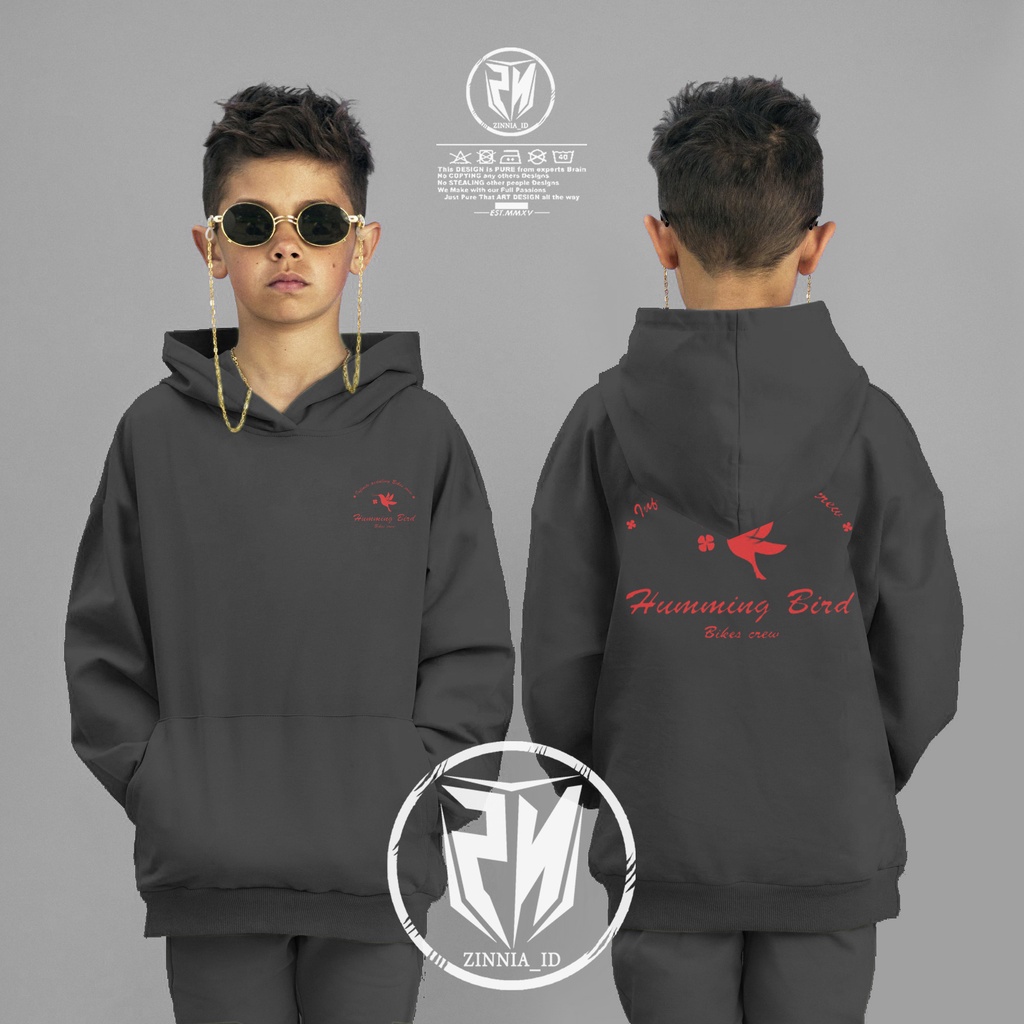 Jaket Sweater Anak PULLOVER Hoodie Anak Humming Bird Windbreaker
