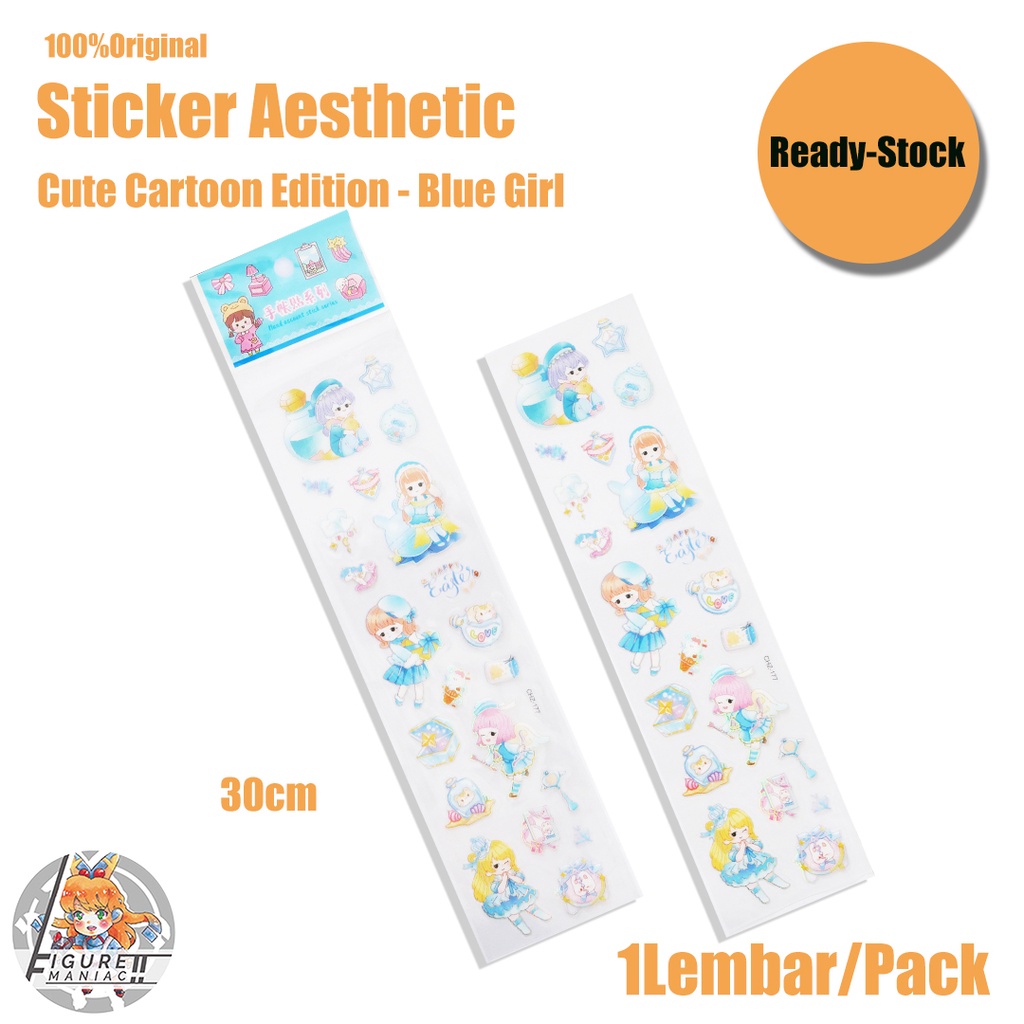 Sticker Buku Aesthetic Waterproof / Tahan air Sachet isi 1 Lembar lembar Premium Import Sticker Lucu Korea