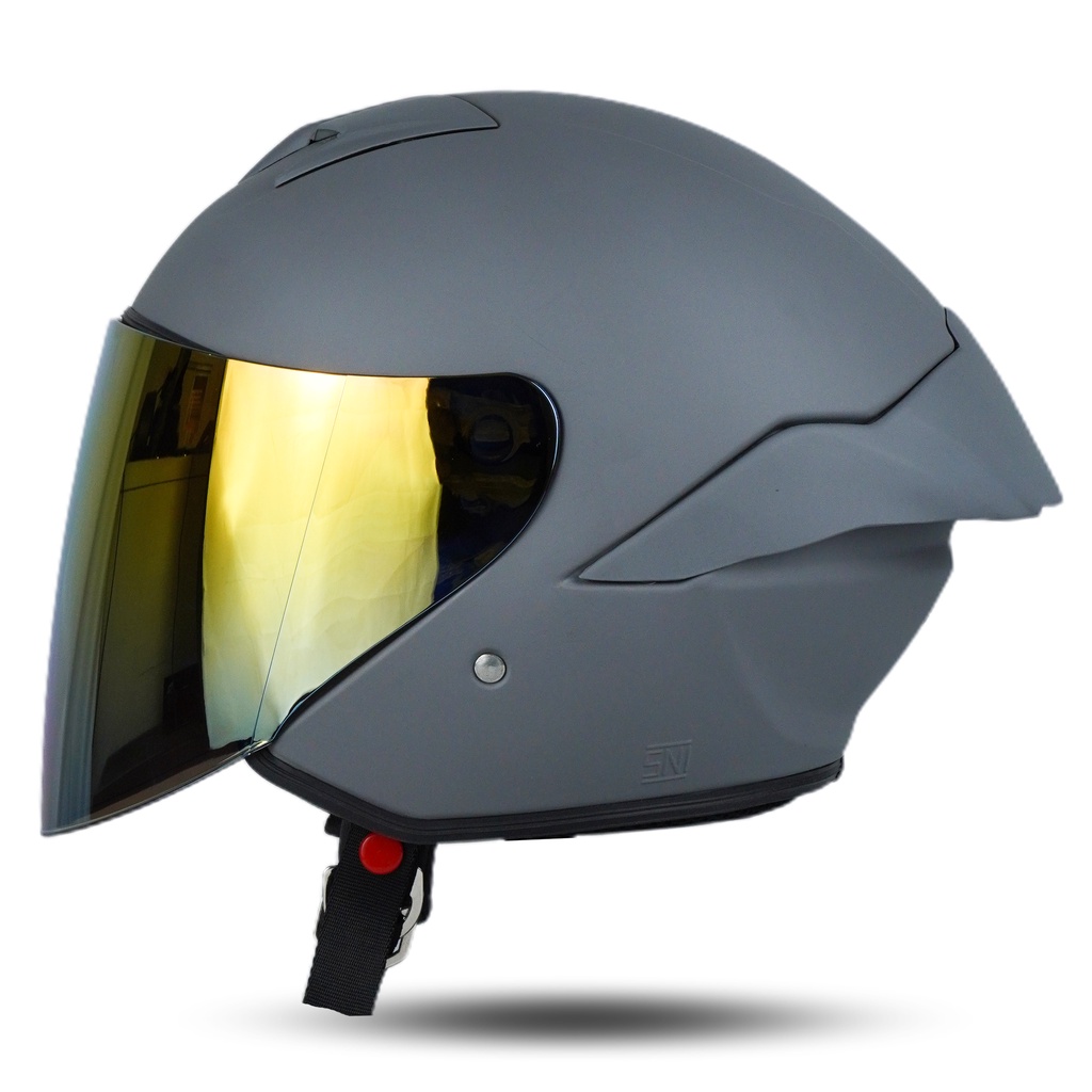 HELM JITSU JS1 SERIES GREY DOFF SNI KACA REDGOLD