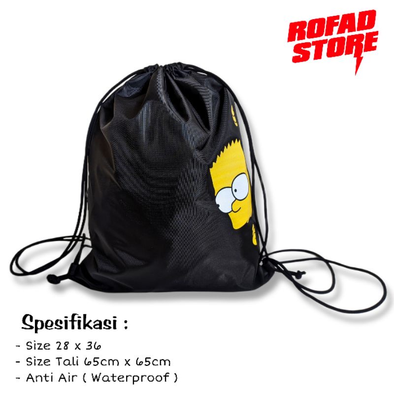 TAS SERUT Multipungsi Lengkap - New String Bag - Tas serut ( Uk. 36 x 28cm ) Warna Hitam Pria Wanita - Ransel sekolah Olahraga tas sepatu