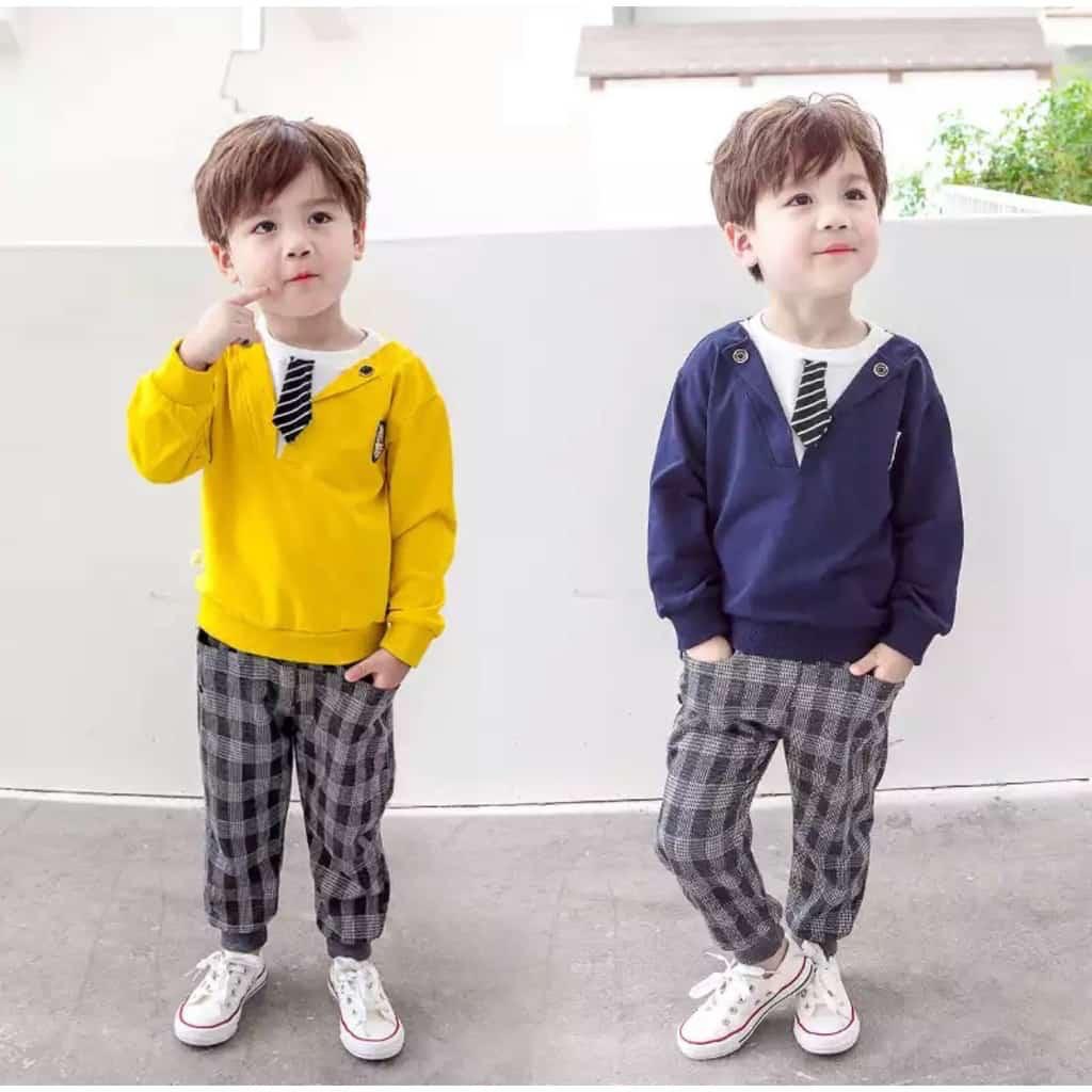 SETELAN KOREA DASI SALUR/ PAKAIAN ANAK LAKI-LAKI/ BAJU ANAK 1-5 TAHUN