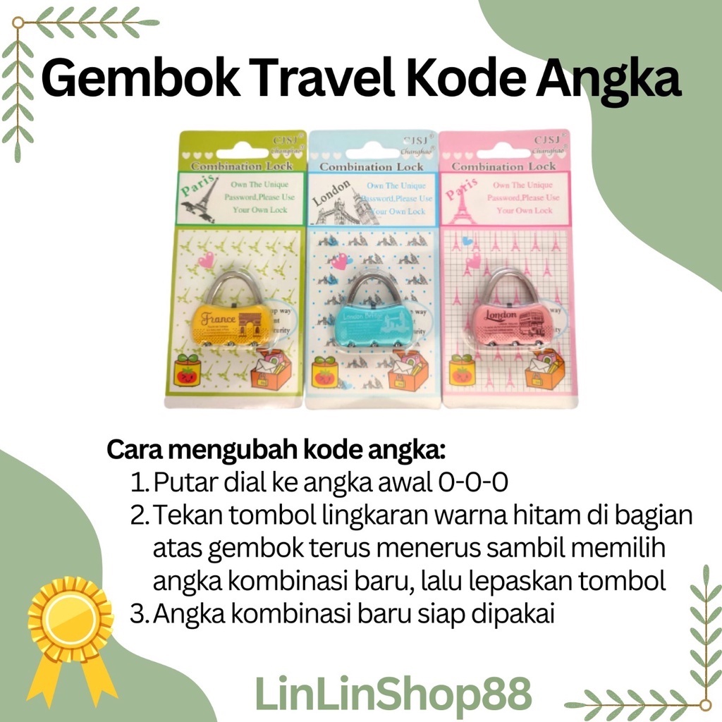 Kunci Gembok Kecil Tas Koper Travel Nomor Kode Angka Lucu Warna RANDOM