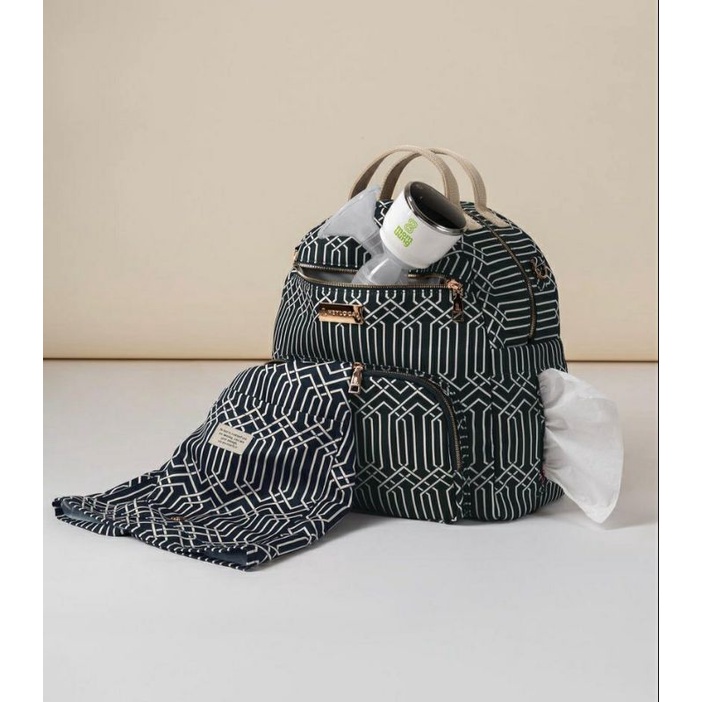 READY HEYLOCAL DIAPER BAG STRIPE NAVY MEDIUM