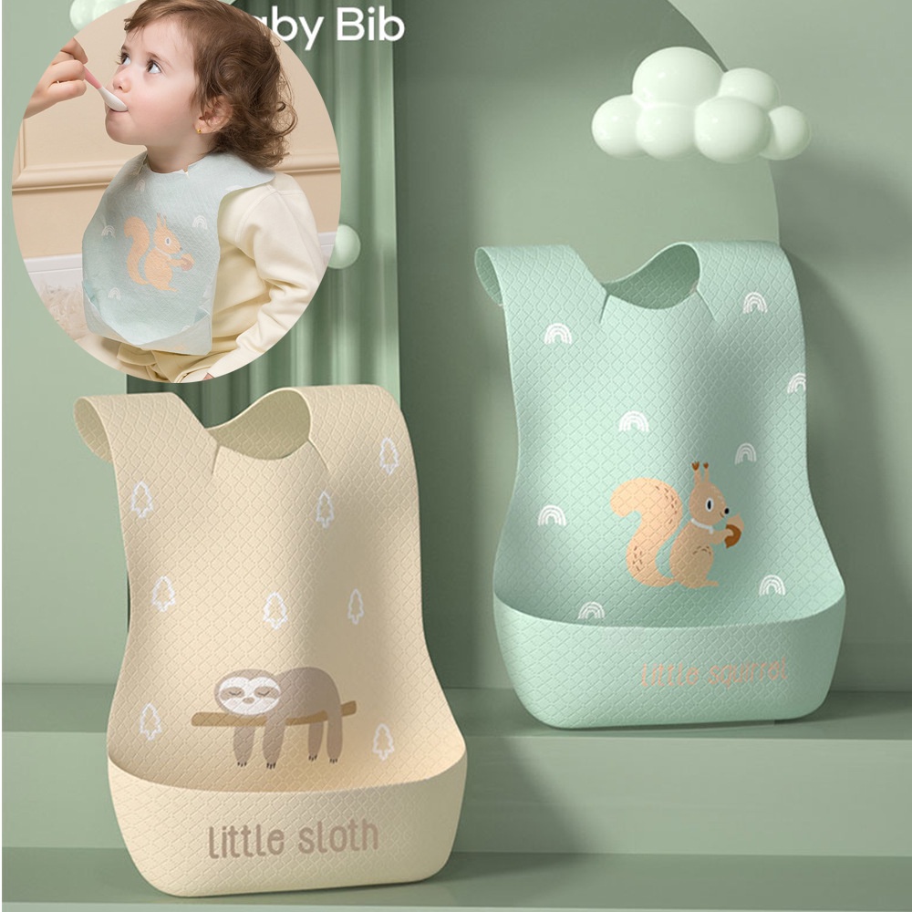 1 Pcs Disposable Baby Bib / Tatak Iler Bayi Sekali Pakai / Celemek Bayi Sekali Buang / Slabber Bayi Bentuk U