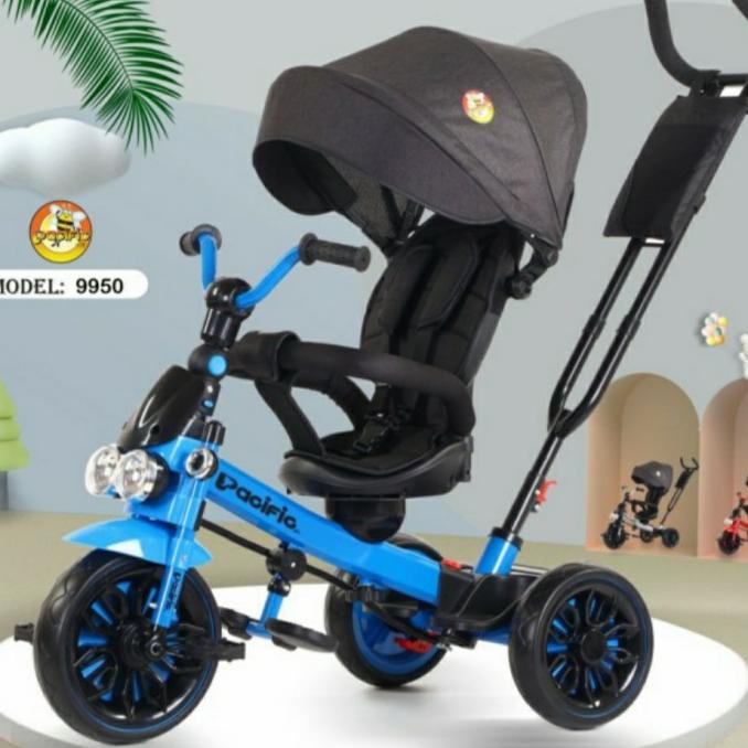 Sepeda Roda Tiga Anak Pacific 9950 Seat Belt Musik Lampu Rebahan #Original
