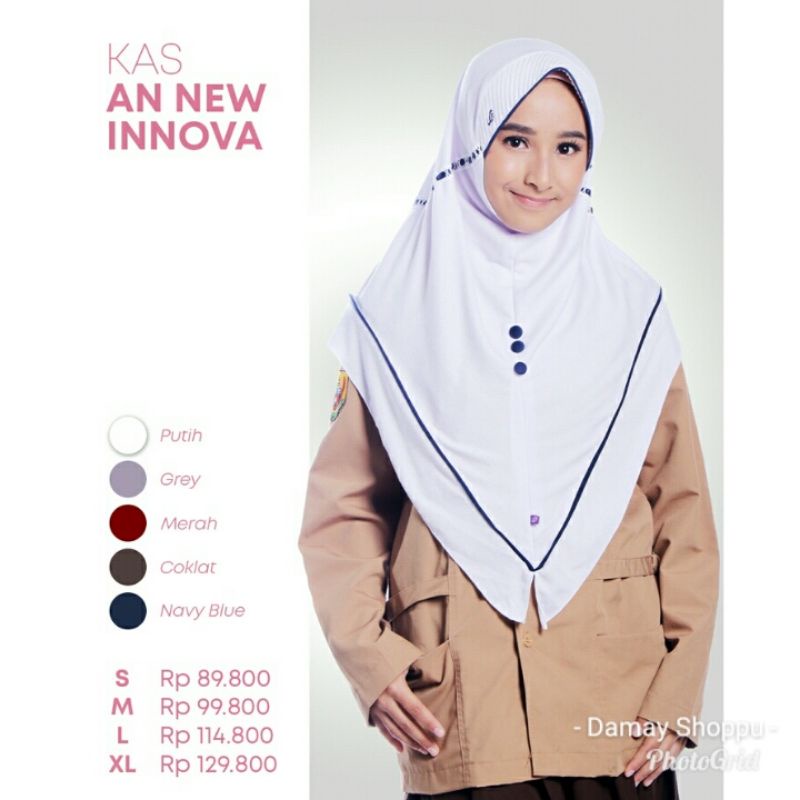 Rabbani Kerudung Anak Sekolah New Innova Serut Pita Renda Belakang Hijab Jilbab Bergo Instan
