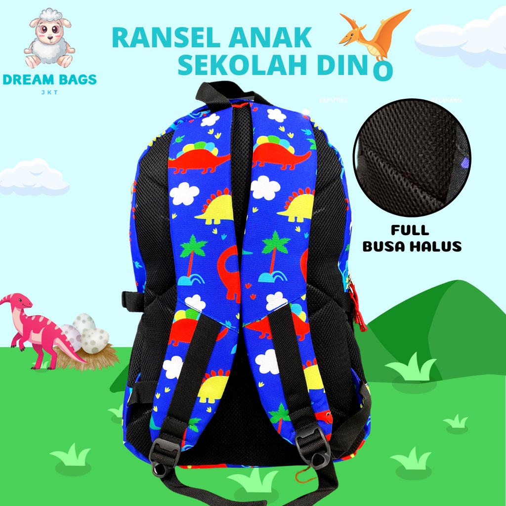 Tas Anak Sekolah SD SMP Dinosaurus Import Ransel Anak Laki