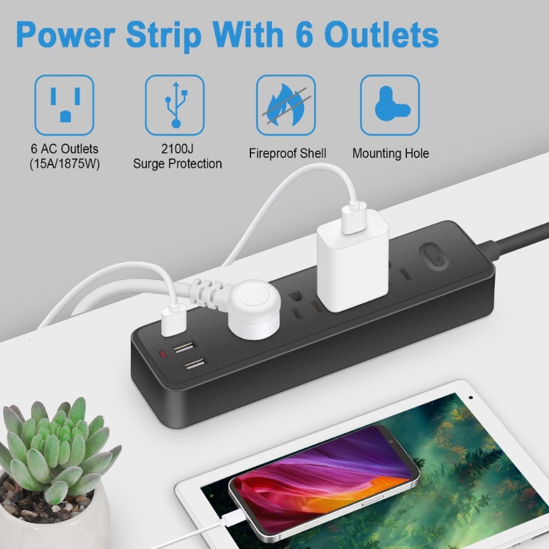 Zzz Power Strip Wall Outlet Surge Protector Stop Kontak 4xAC 3x Port USB Untuk Travel