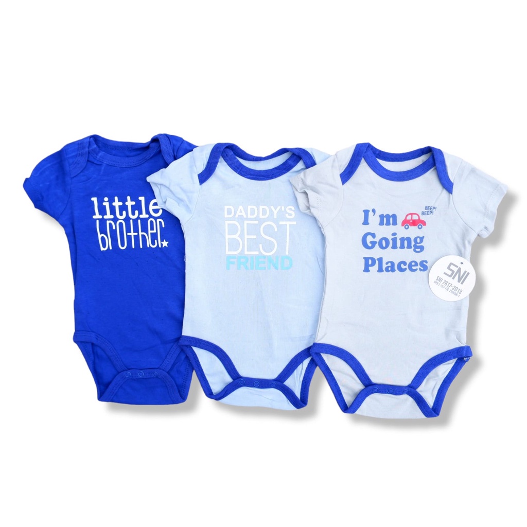 Paket Isi 3pcs Bodysuit Jumper Pendek Bayi Motif