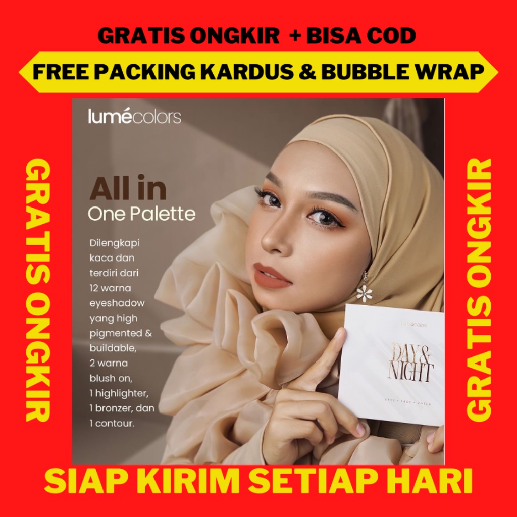 Lumecolors Day and Night Palette Eyeshadow Brush, Lumecolors Paket Komplit Paket Lengkap Palette Mak