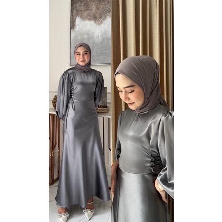 Aurora Dress Silk Premium Long Dress Tali Pinggir Dress Kondangan Wanita