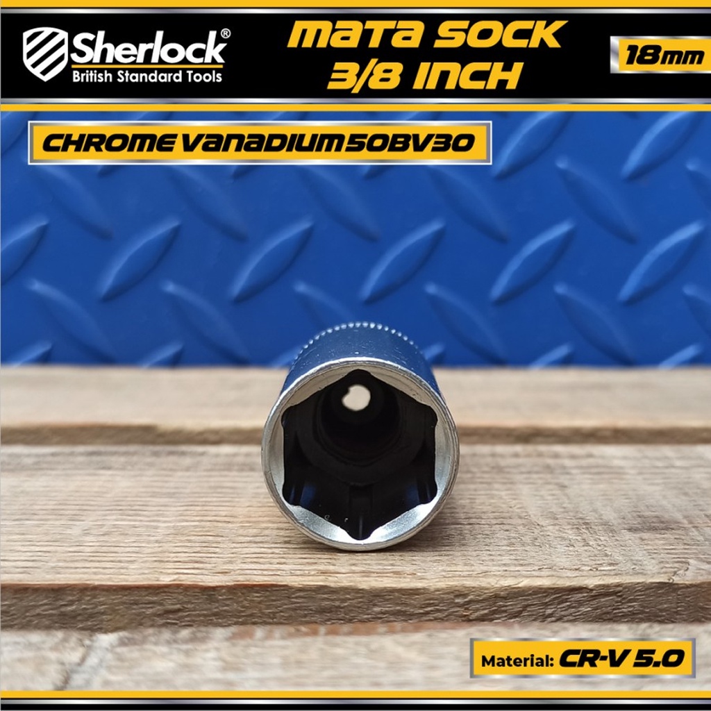 Mata Sock Kunci Busi 3/8 &quot; Drive x 18 mm Sherlock Spark Plug Socket