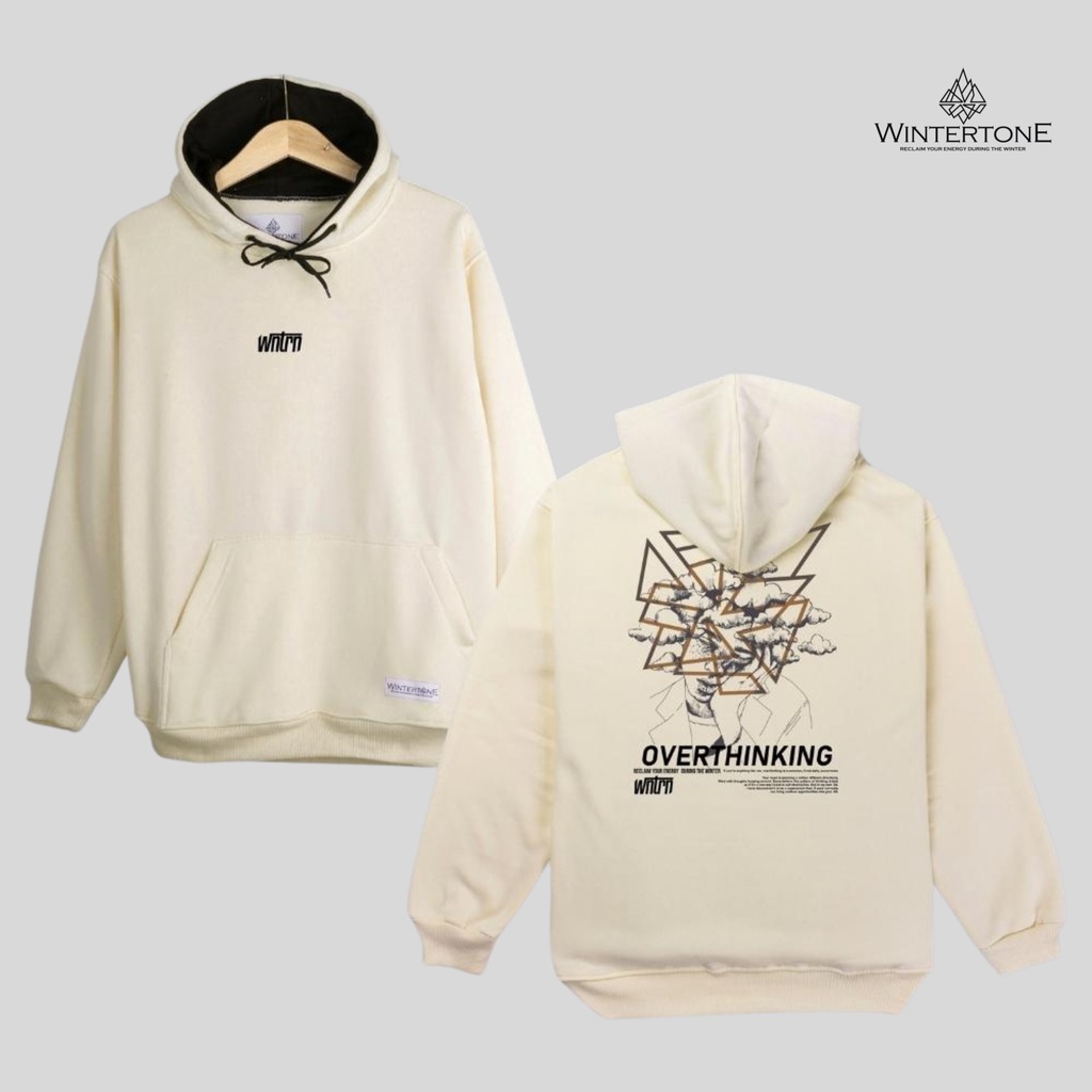 Sweater Pria Hoodie Distro Pullover Cream WINTERTONE Lokal Brand WNTRN Streetwear Series 5 Premium Fleece Cotton Tebal Unisex