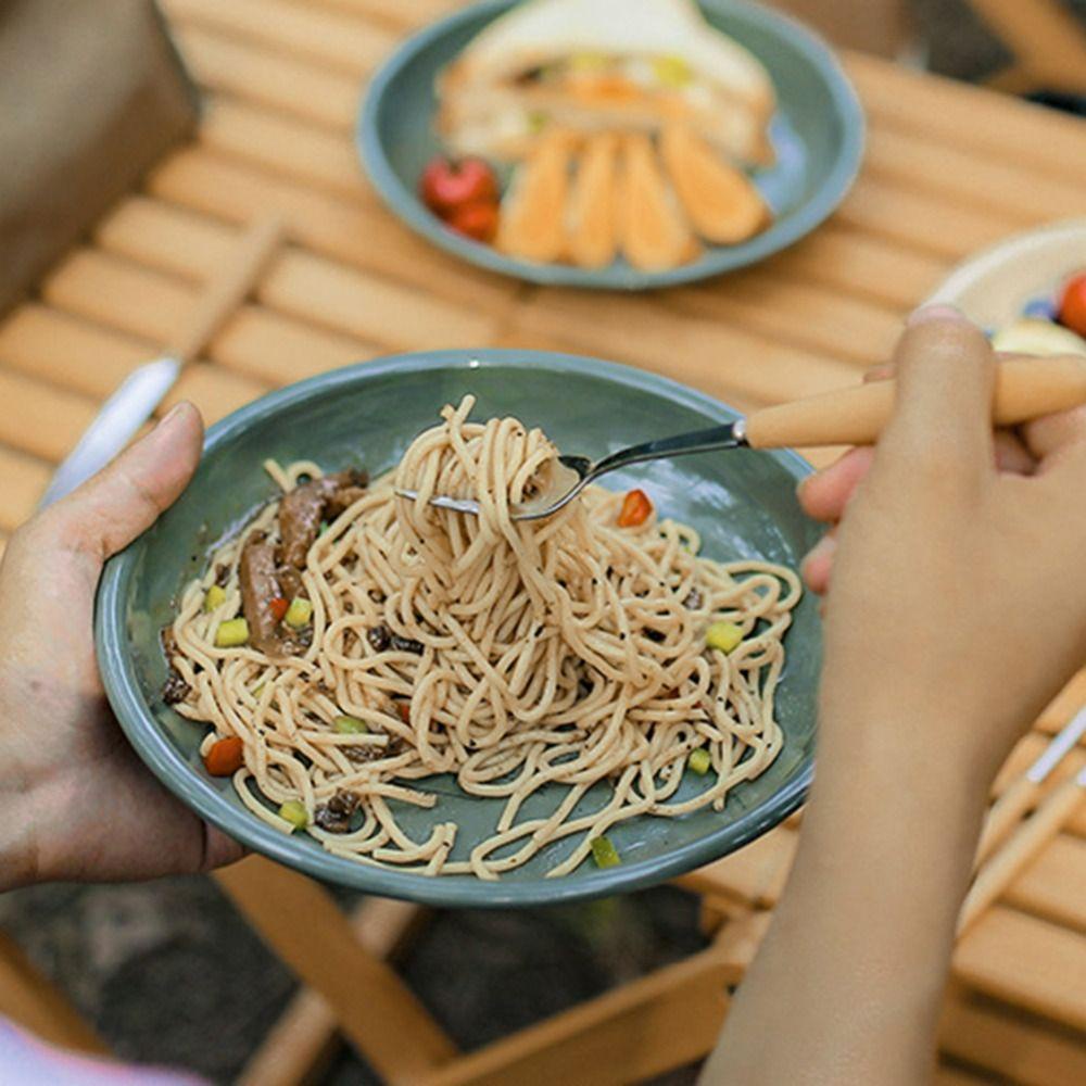 Piring Makan Camping Agustinina Peralatan Perlengkapan Berkemah Wadah Makanan Enamel Bulat Kapasitas Besar
