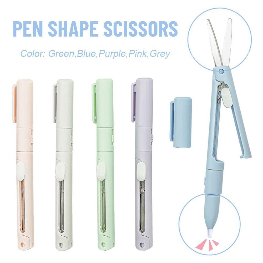 Suyo Bentuk Pulpen Gunting Portable DIY Perlengkapan Kantor Sekolah Alat Tulis Gunting Lipat