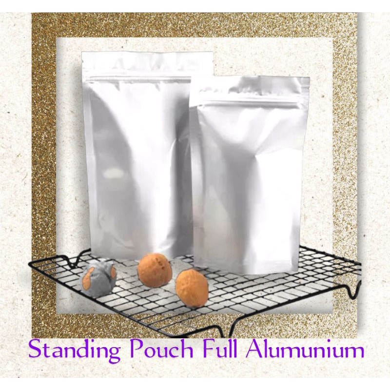 

Kemasan Standing Pouch Full Alumunium Foil 12*20cm(10pcs) - Murah