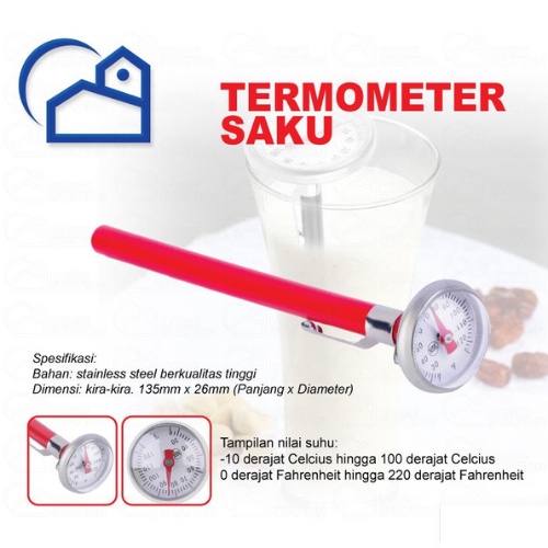 Termometer Saku Stainless Steel Multifungsi dengan Pelindung Plastik 10185