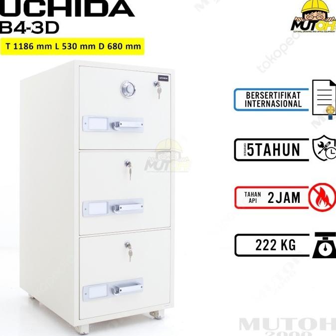 

BEST SALES UCHIDA B4-3D FILLING CABINET 3 LACI TAHAN API GARANSI 5 TAHUN TERBAIK