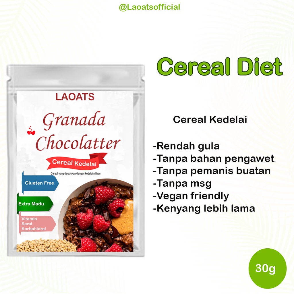 

Sereal Diet Pelangsing Penurun Berat Badan Rolled Oat Almond Milk Chia Seed Oatmeal Rendah Gula Kedelai Granada Chocolatter Laoats (30g)