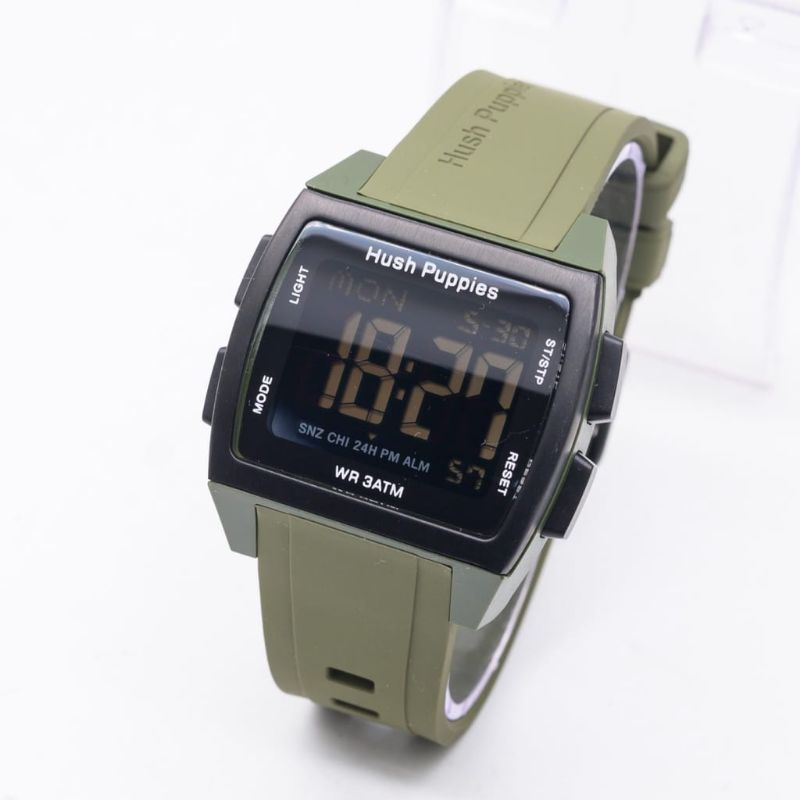 (Cod)Jam Tangan Unisex Hushpuppies Hp 2111 Digital Anti Air Strap Rubber/Karet(Dikirim Jakarta)