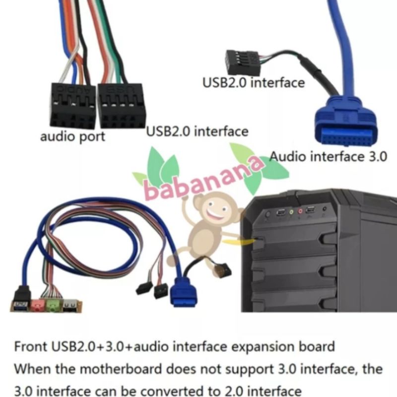 USB 3 0 Front panel 20 + 9 pin with audio casing adapter case cable