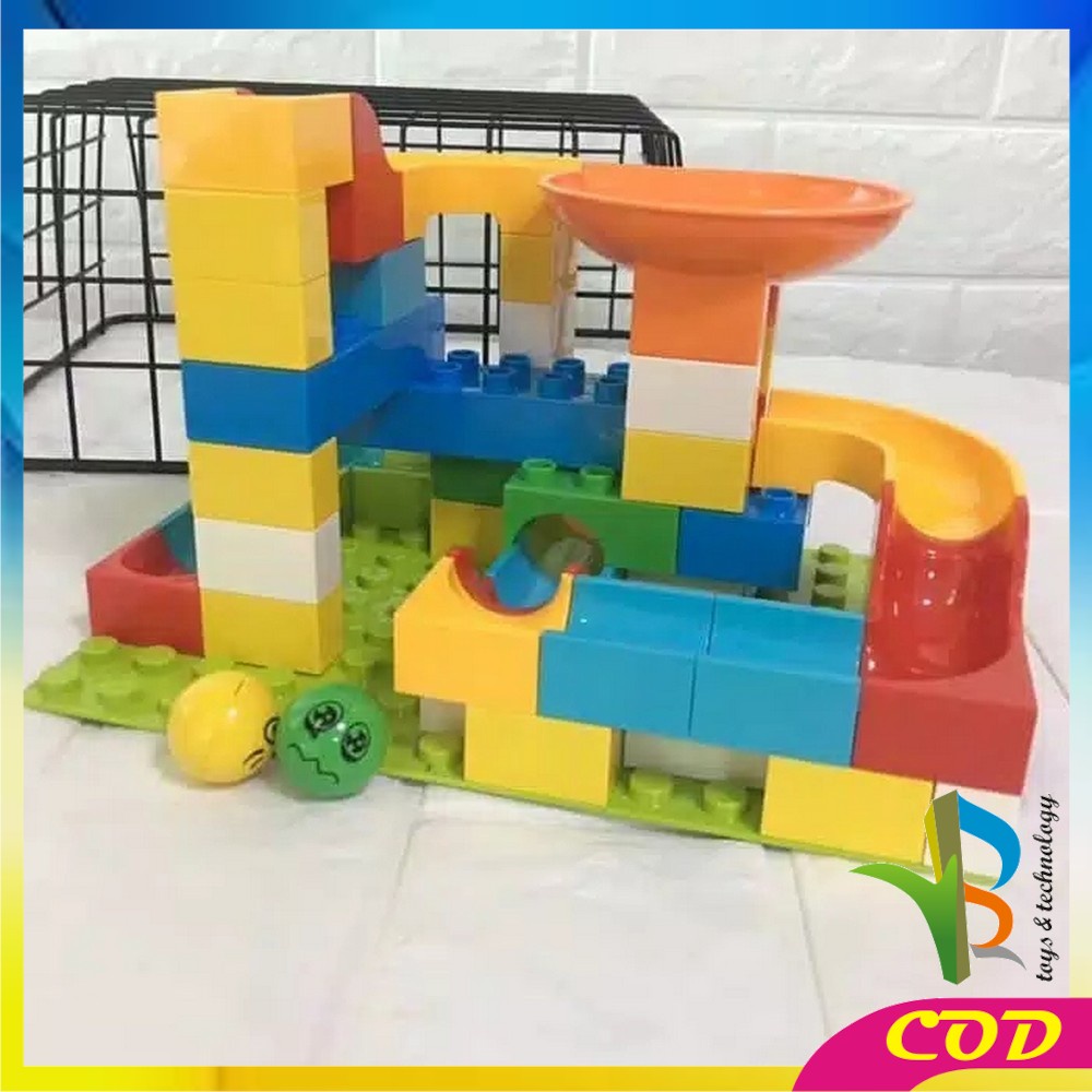 RB-M38 Mainan Susun Balok Kelereng Isi 50 / 56PCS Mainan Anak Block / Blok Susun / Bricks Marble Run