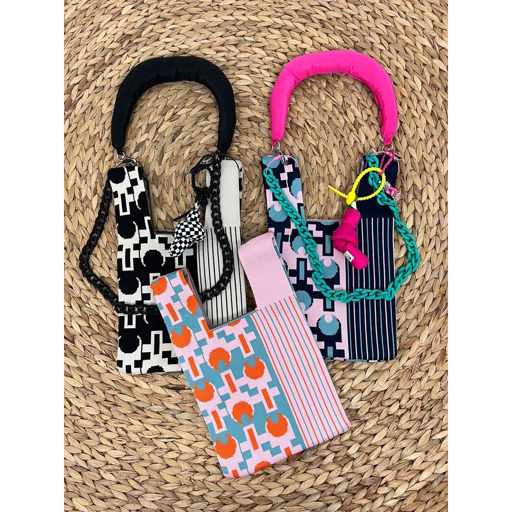 MOON KNIT BAG WITH CHAIN STRAP | TAS RAJUT / TOTE BAG / TAS KEKINIAN / KOREAN TOTEBAG / TAS VIRAL TH