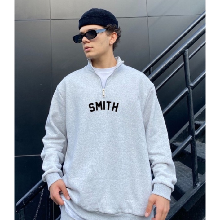 House of smith - halfzip abu misty logo simple | sweater pria simple keren | jaket pria murah | sweater sleting leher |