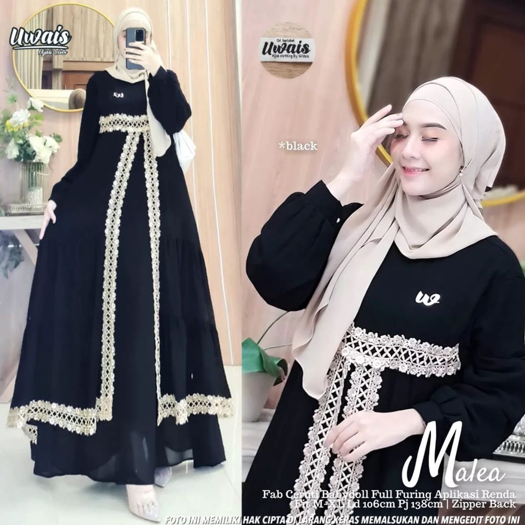 Gamis Syar'i Jumbo Terbaru Ceruty Babydoll Premium Mix Renda Malea Gamis Pesta Mewah elwgan Kondangan Terbaru 2023