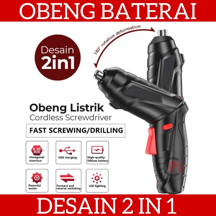 Obeng Baterai Listrik Bisa Dicas Cordless Screwdriver Model 2 in 1