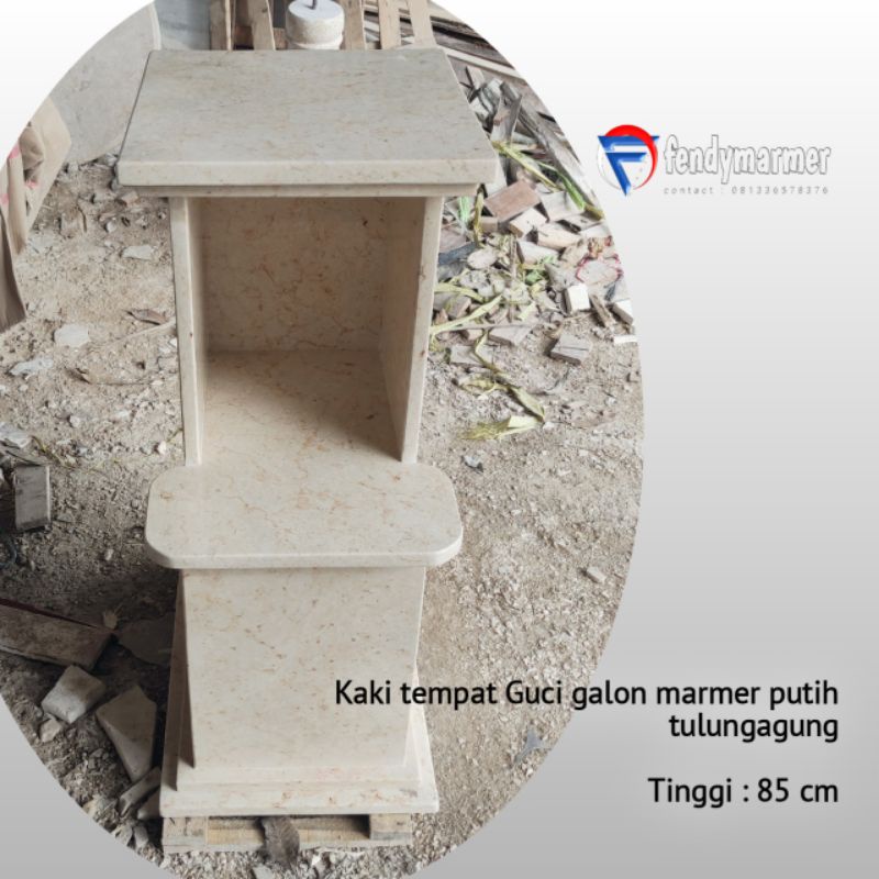 Kaki kotak tempat guci galon batu marmer putih