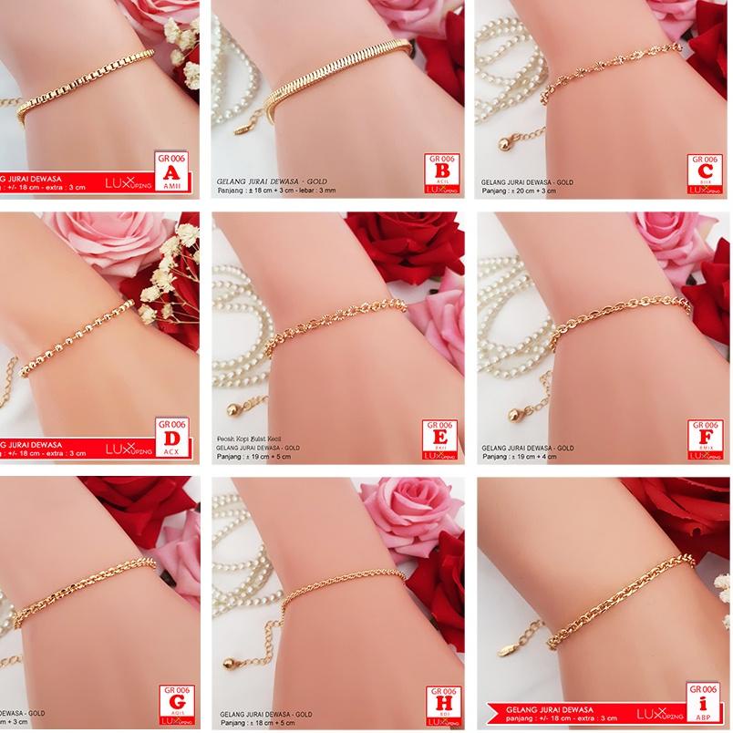 ➤ GR 006 Gelang Tangan Dewasa Polos Tanpa Permata Sirkon Perhiasan Emas 18K Model Rantai Toscano Ita