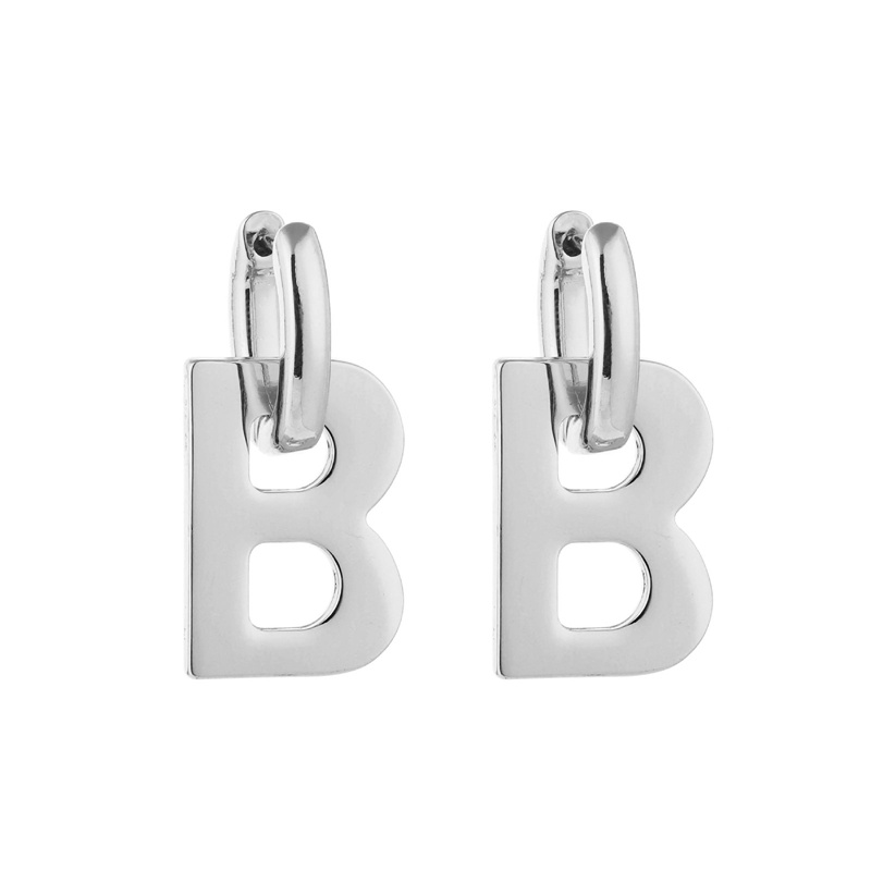 Fancyqube High Quality Letter B Drop Anting Wanita Pria Trendi Elegan Korea Minimalis Warna Emas Perak Anting Statement