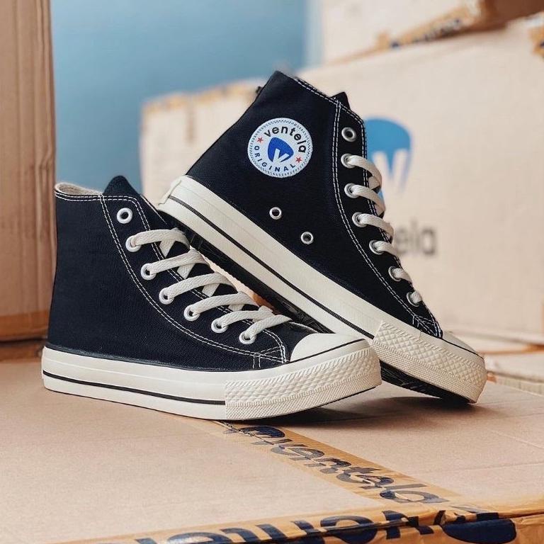 "PDL.21De22ᴼ" Sepatu Ventela 70s Ethnic High Black natural Sepatu Vantella Original 100%