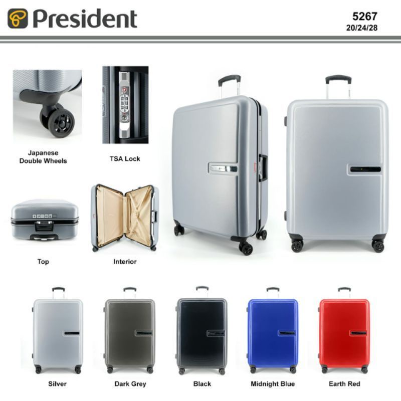 Koper fiber 28 inch president 5259/5267  hardcase/Ceklek Original - Bagasi size