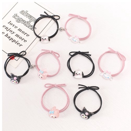 【Bayar di tempat】2PCS Cartoon Kulomi Bracelet Tali Rambut Gelang Karet Magnetik Bentuk Anjing Pochacco Untuk Pasangan Pacar perempuan